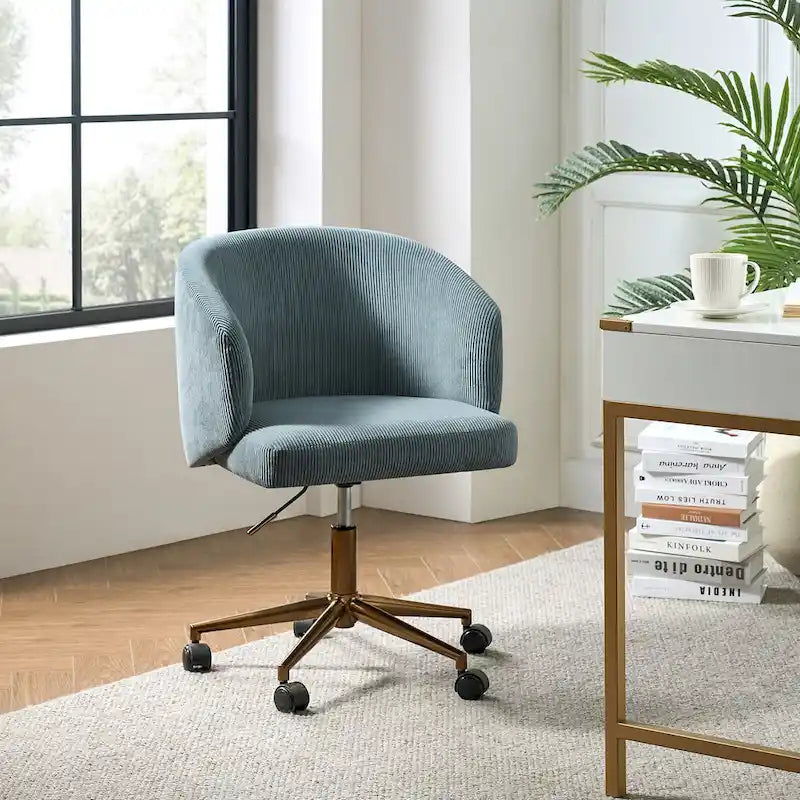 Fauteuil de bureau pivotant ergonomique moderne en velours côtelé, réglable en hauteur, par HULALA HOME