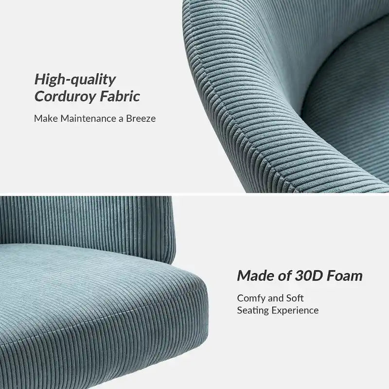 Fauteuil de bureau pivotant ergonomique moderne en velours côtelé, réglable en hauteur, par HULALA HOME