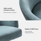 Fauteuil de bureau pivotant ergonomique moderne en velours côtelé, réglable en hauteur, par HULALA HOME