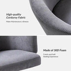 Fauteuil de bureau pivotant ergonomique moderne en velours côtelé, réglable en hauteur, par HULALA HOME