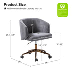 Fauteuil de bureau pivotant ergonomique moderne en velours côtelé, réglable en hauteur, par HULALA HOME