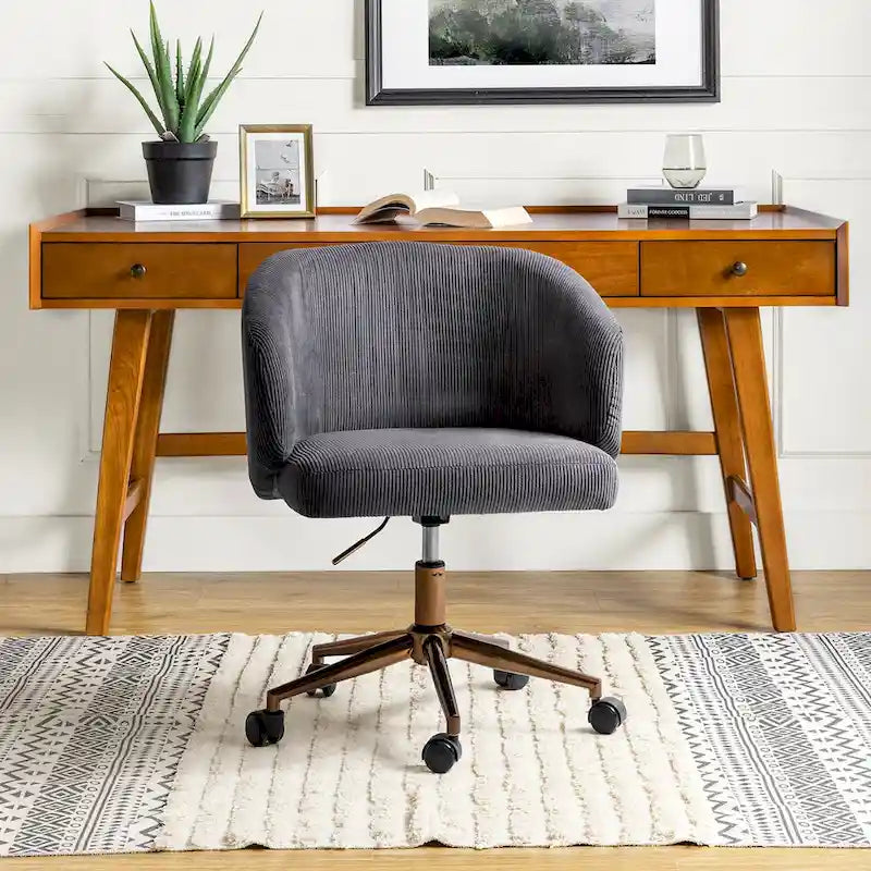 Fauteuil de bureau pivotant ergonomique moderne en velours côtelé, réglable en hauteur, par HULALA HOME