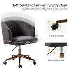 Fauteuil de bureau pivotant ergonomique moderne en velours côtelé, réglable en hauteur, par HULALA HOME