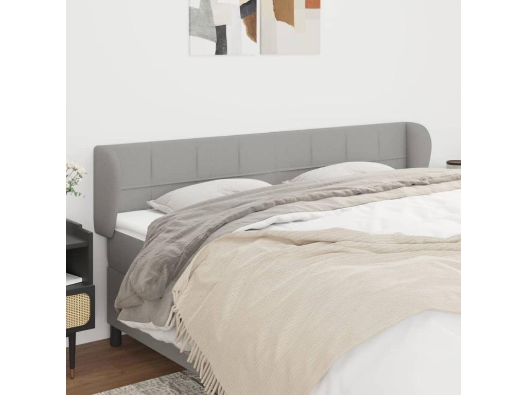 Tête de lit avec oreilles Gris clair 163x23x78/88 cm Tissu