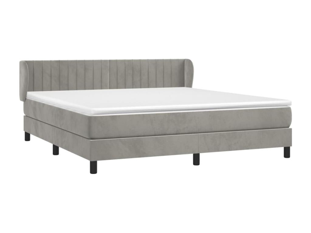 Lit ¨¤ sommier tapissier et matelas Gris clair 160x200cm Velours