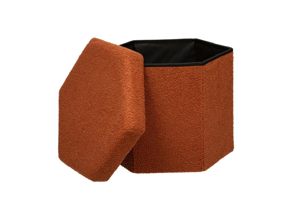 Pouf pliant et Coffre de rangement en tissu ¨¤ bouclesttes Ambre