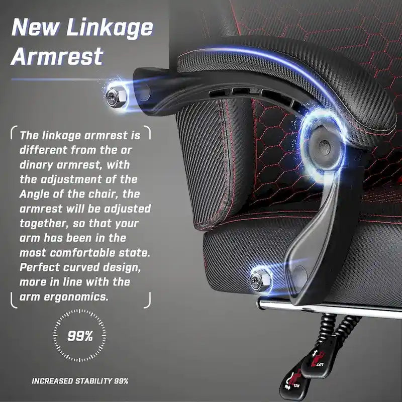 Chaises de jeu Bossin avec repose-pieds, grande taille (capacité 400 g), style racing, avec soutien lombaire ergonomique.