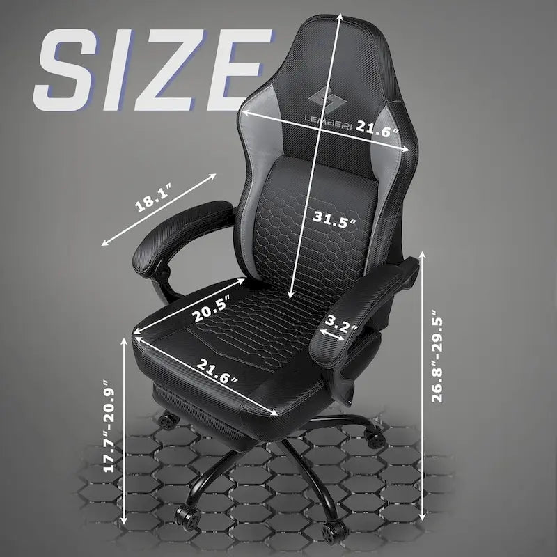 Chaises de jeu Bossin avec repose-pieds, grande taille (capacité 400 g), style racing, avec soutien lombaire ergonomique.