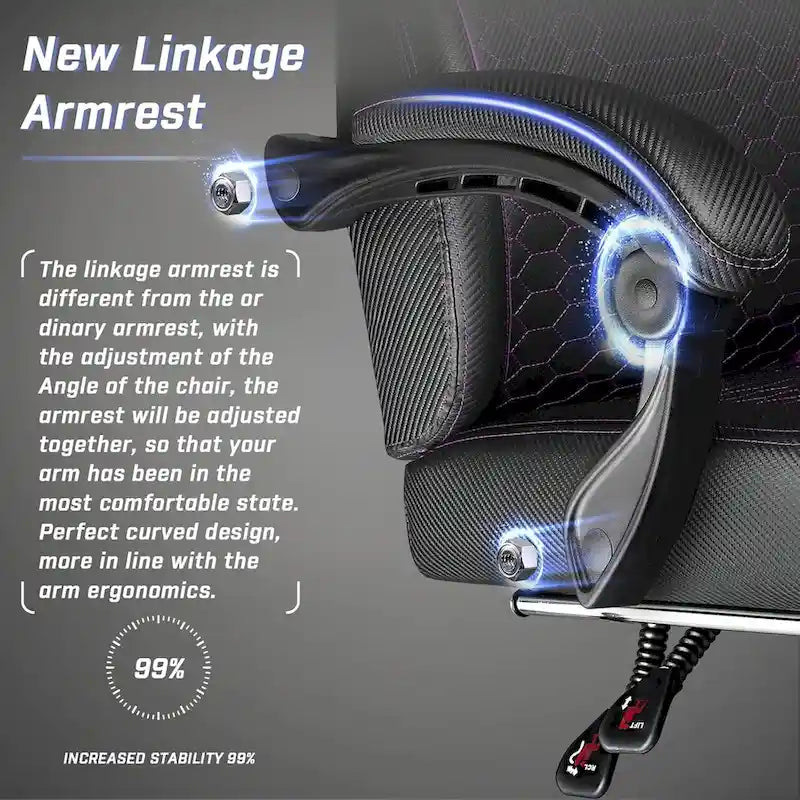 Chaises de jeu Bossin avec repose-pieds, grande taille (capacité 400 g), style racing, avec soutien lombaire ergonomique.