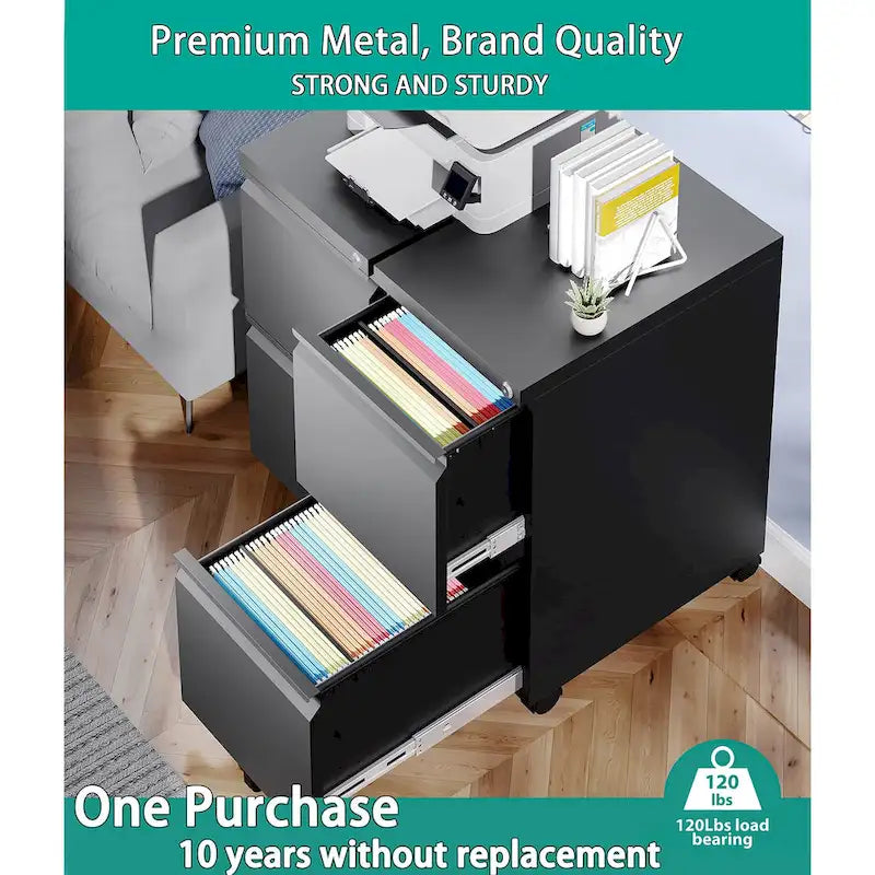 Classeur mobile à 2 tiroirs, rangement sous bureau, classeurs