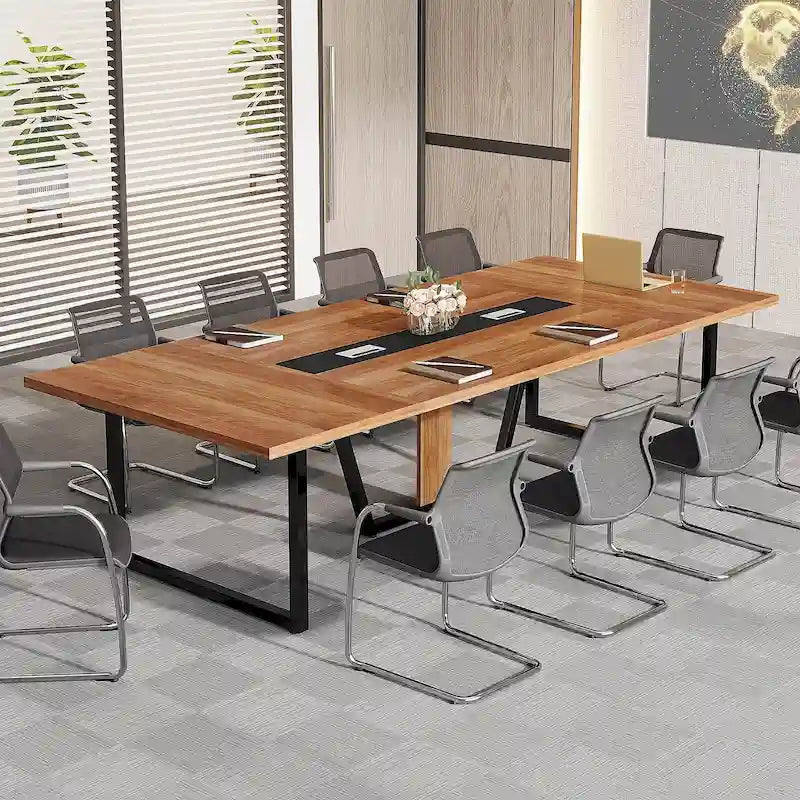 8FT Conference Table, Large Meeting Table for 10 People, Easy Assembly