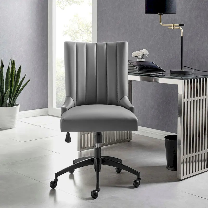 Fauteuil de bureau Empower Channel en cuir végétalien capitonné