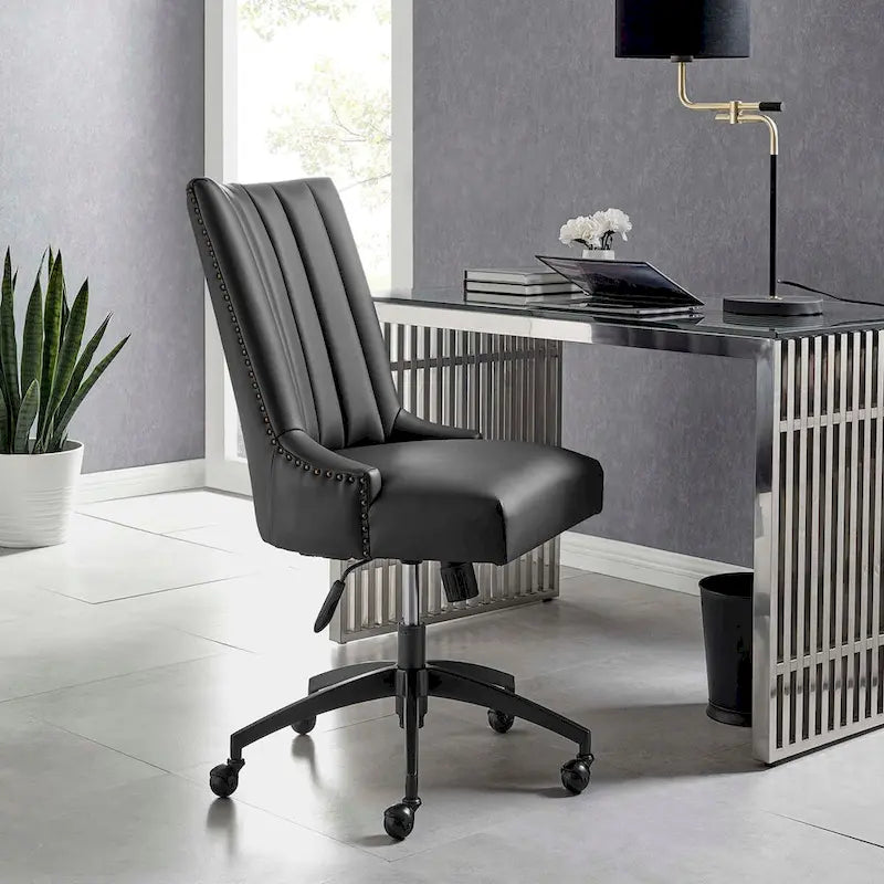 Fauteuil de bureau Empower Channel en cuir végétalien capitonné