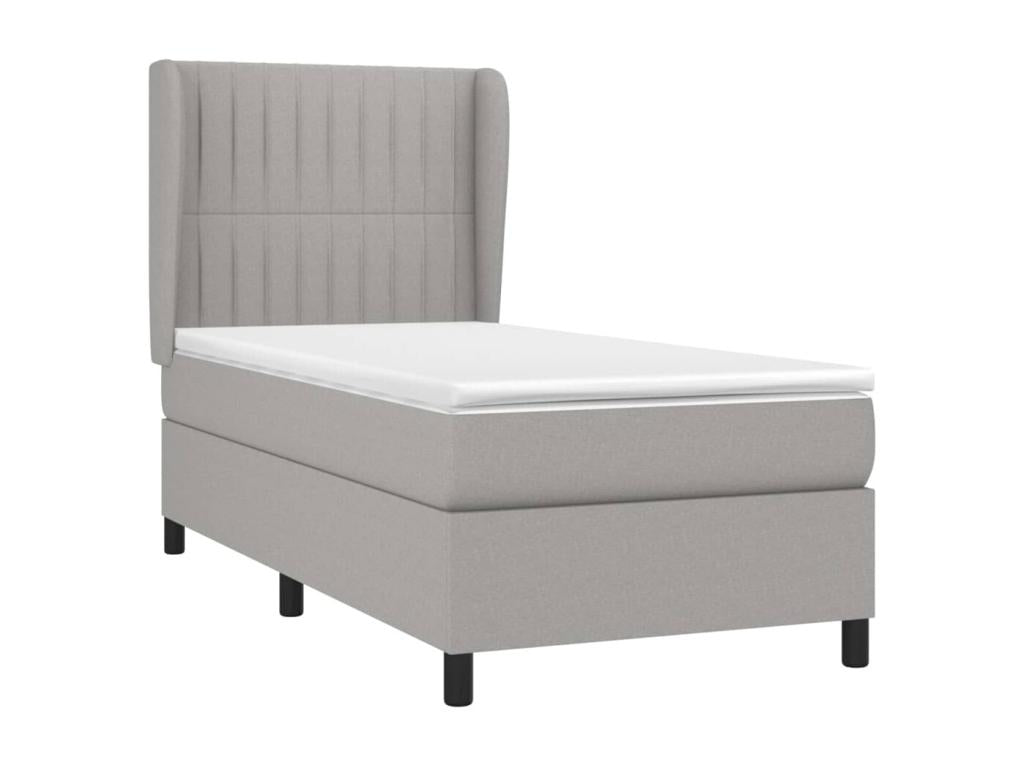 Lit ¨¤ sommier tapissier avec matelas Gris clair 80x200 cm Tissu