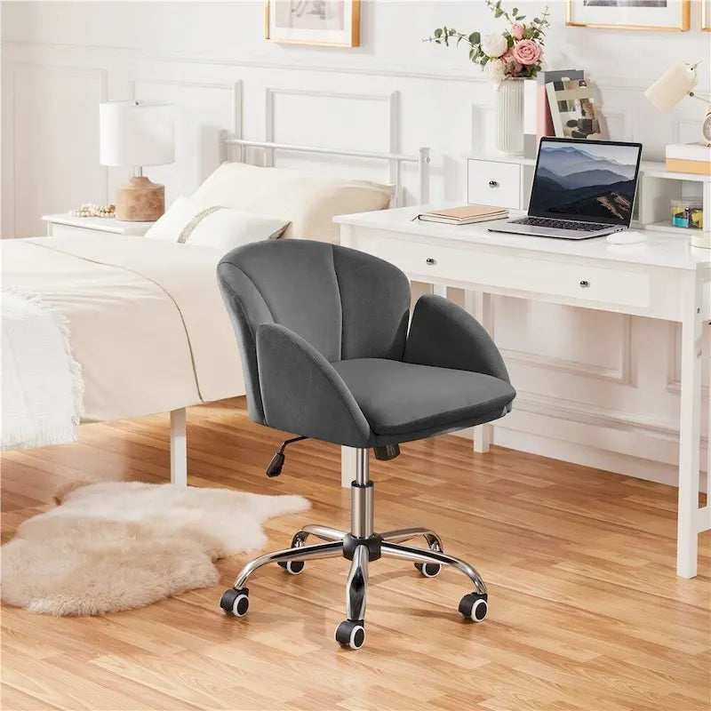 Chaise de bureau pivotante et roulante moderne Yaheetech, idéale pour le maquillage et le bureau à domicile.