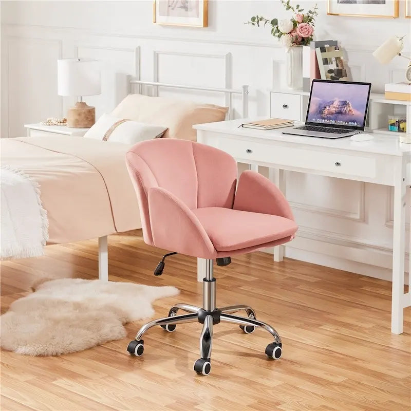 Chaise de bureau pivotante et roulante moderne Yaheetech, idéale pour le maquillage et le bureau à domicile.
