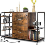 Classeur mobile à 2 tiroirs avec prise électrique - 15,75 po P x 43,31 po L x 29,53 po H