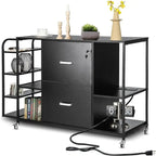 2 Drawer Mobile Filing Cabinet with Outlet - 15.75 D x 43.31 W x 29.53 H