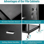 Classeur mobile à 2 tiroirs avec prise électrique - 15,75 po P x 43,31 po L x 29,53 po H