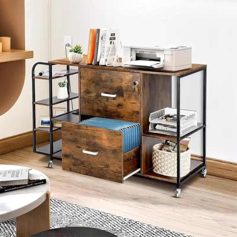 Classeur mobile à 2 tiroirs avec prise électrique - 15,75 po P x 43,31 po L x 29,53 po H