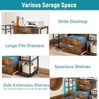 Classeur mobile à 2 tiroirs avec prise électrique - 15,75 po P x 43,31 po L x 29,53 po H