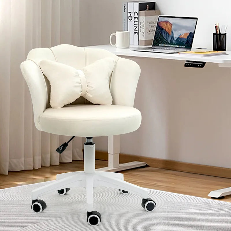 Chaise de bureau XINMICS moderne en velours, pivotante à 360° et réglable en hauteur