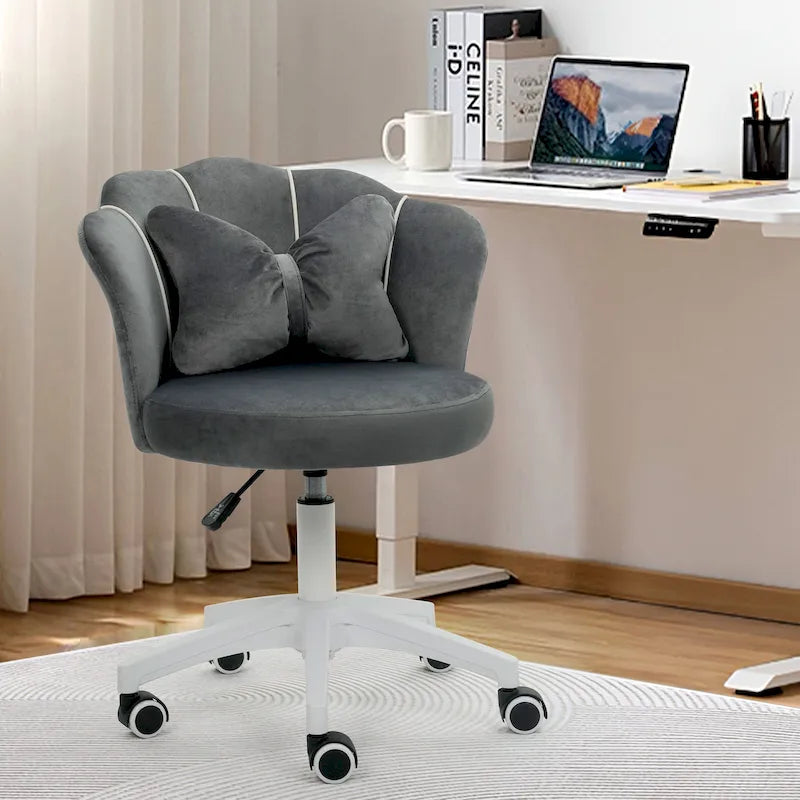 Chaise de bureau XINMICS moderne en velours, pivotante à 360° et réglable en hauteur