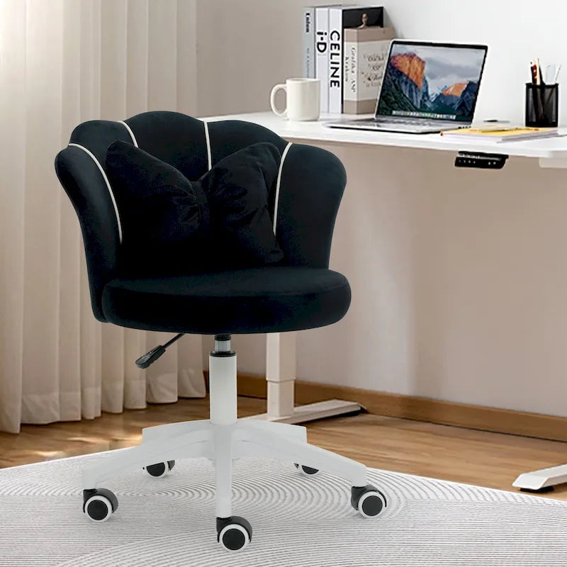 Chaise de bureau XINMICS moderne en velours, pivotante à 360° et réglable en hauteur