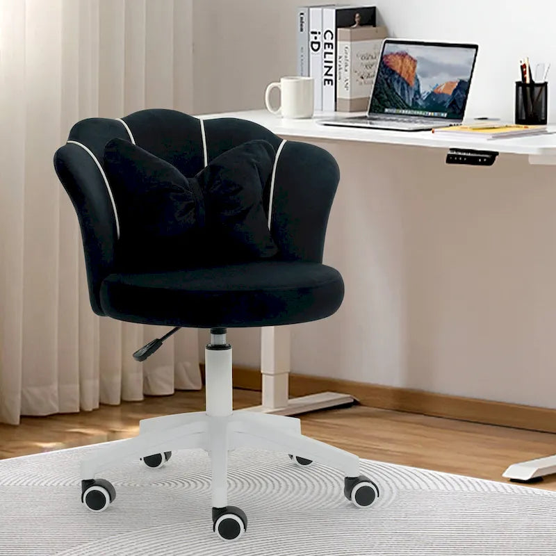 Chaise de bureau XINMICS moderne en velours, pivotante à 360° et réglable en hauteur