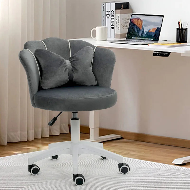 Chaise de bureau XINMICS moderne en velours, pivotante à 360° et réglable en hauteur