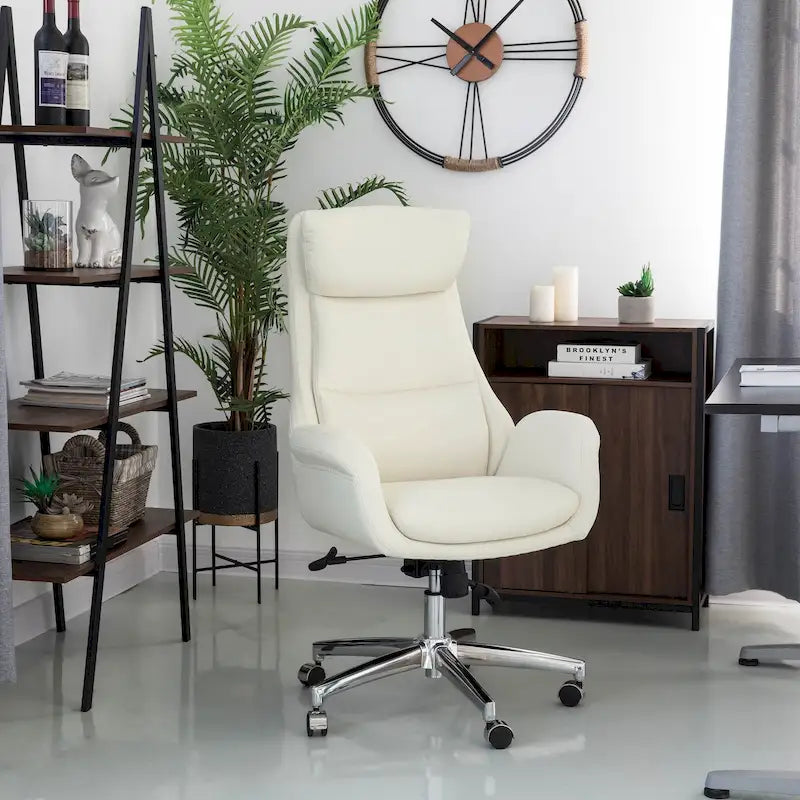 Chaise de bureau pivotante moderne Glitzhome à dossier haut réglable et à roulettes, ergonomique