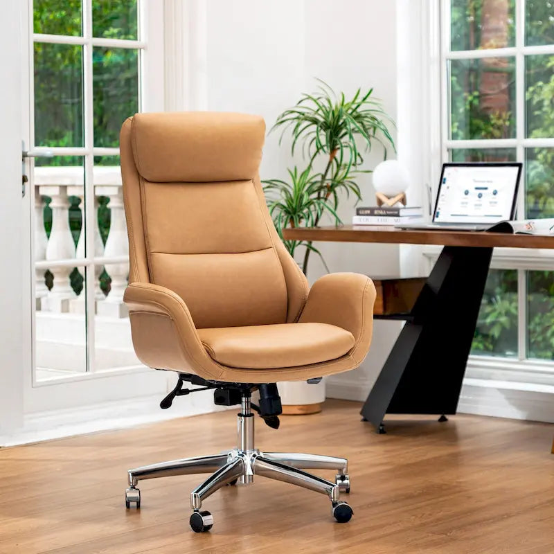 Glitzhome Modern High Back Adjustable Swivel Office Chair with Wheels Ergonomic