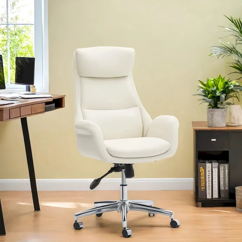 Chaise de bureau pivotante moderne Glitzhome à dossier haut réglable et à roulettes, ergonomique