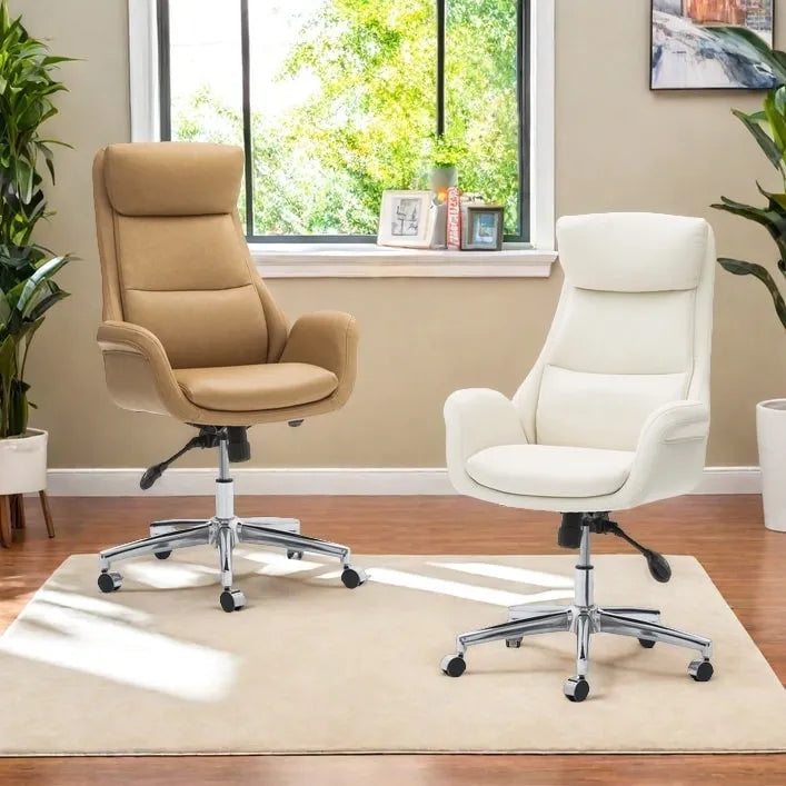 Chaise de bureau pivotante moderne Glitzhome à dossier haut réglable et à roulettes, ergonomique