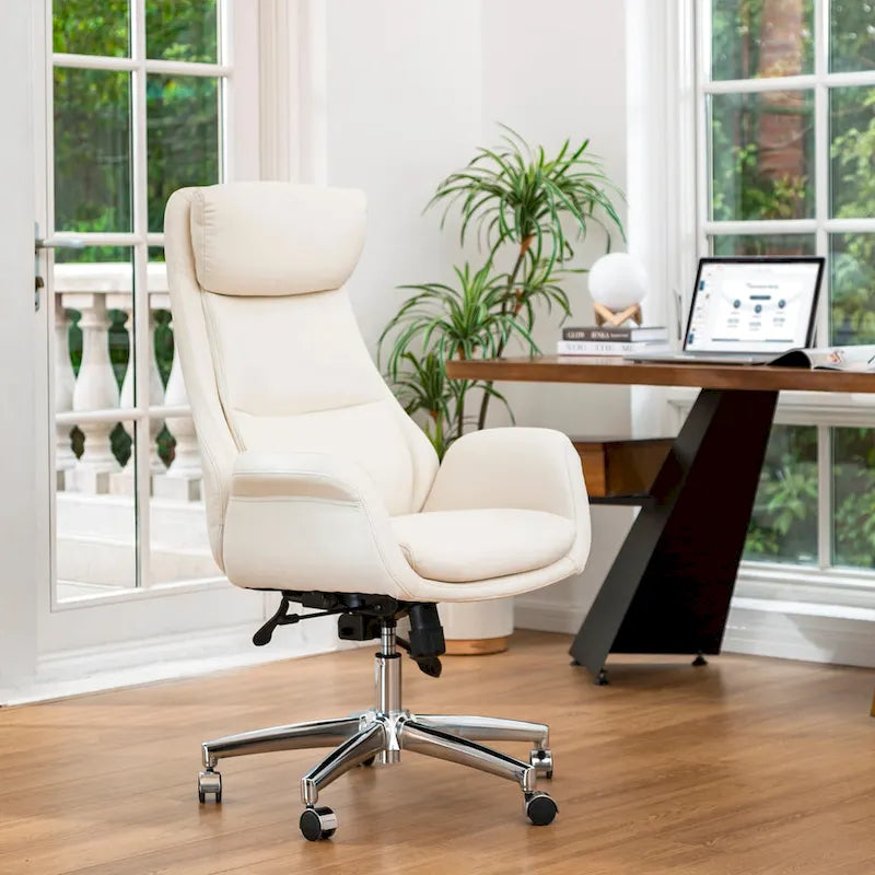 Chaise de bureau pivotante moderne Glitzhome à dossier haut réglable et à roulettes, ergonomique