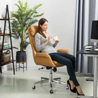 Chaise de bureau pivotante moderne Glitzhome à dossier haut réglable et à roulettes, ergonomique