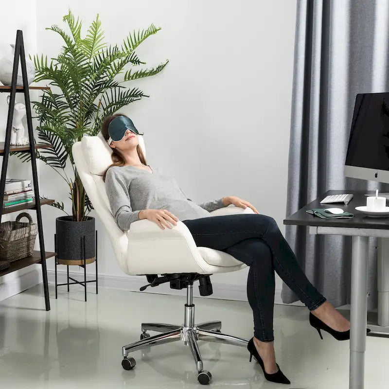 Chaise de bureau pivotante moderne Glitzhome à dossier haut réglable et à roulettes, ergonomique
