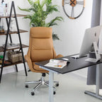 Chaise de bureau pivotante moderne Glitzhome à dossier haut réglable et à roulettes, ergonomique