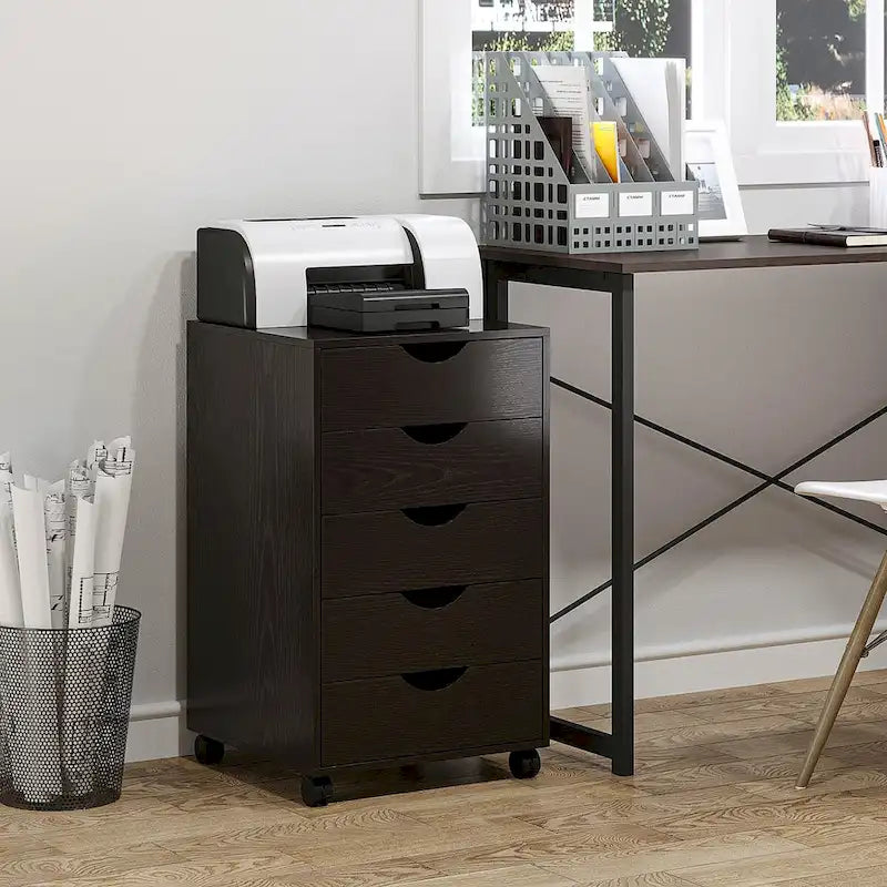 Nordic Minimalist Modern 5-Drawer File Cabinet Storage Organizer with Wheels