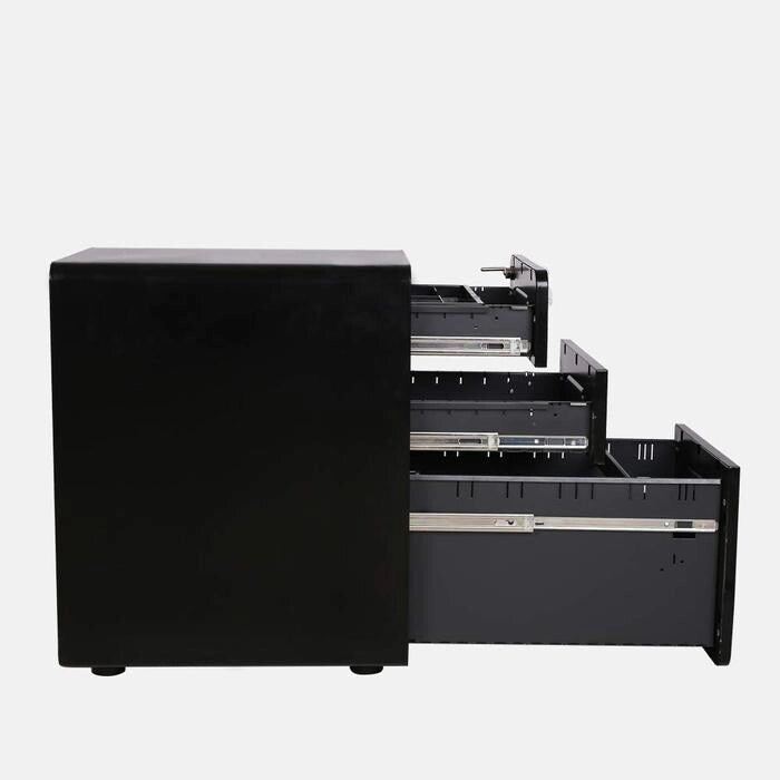 Classeur mobile métallique à 3 tiroirs ApexDesk ​​avec serrures à clé et roulettes