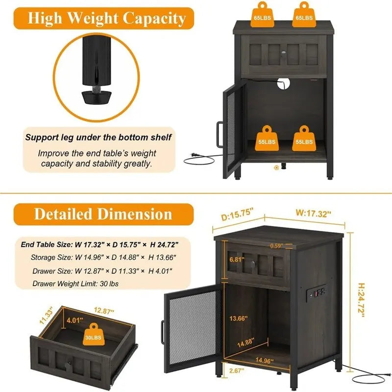 Table d'appoint avec station de recharge