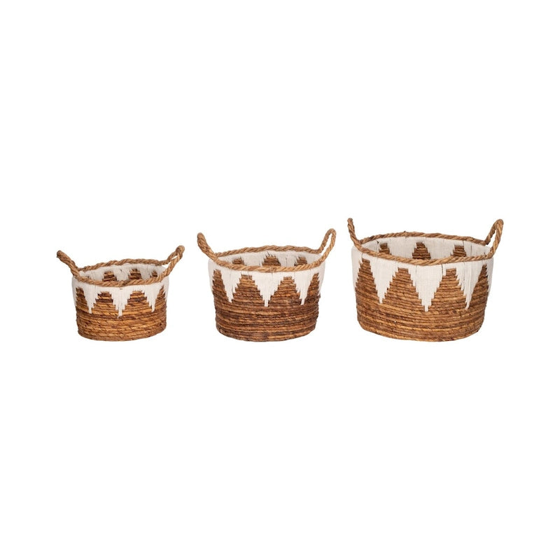 Paniers nomades Sagebrook Home Coastal Banana Leaf, ensemble de trois, finition naturelle - 14 x 14 x 10