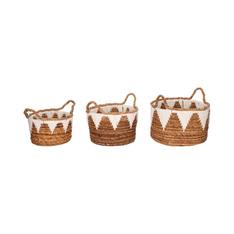 Paniers nomades Sagebrook Home Coastal Banana Leaf, ensemble de trois, finition naturelle - 14 x 14 x 10