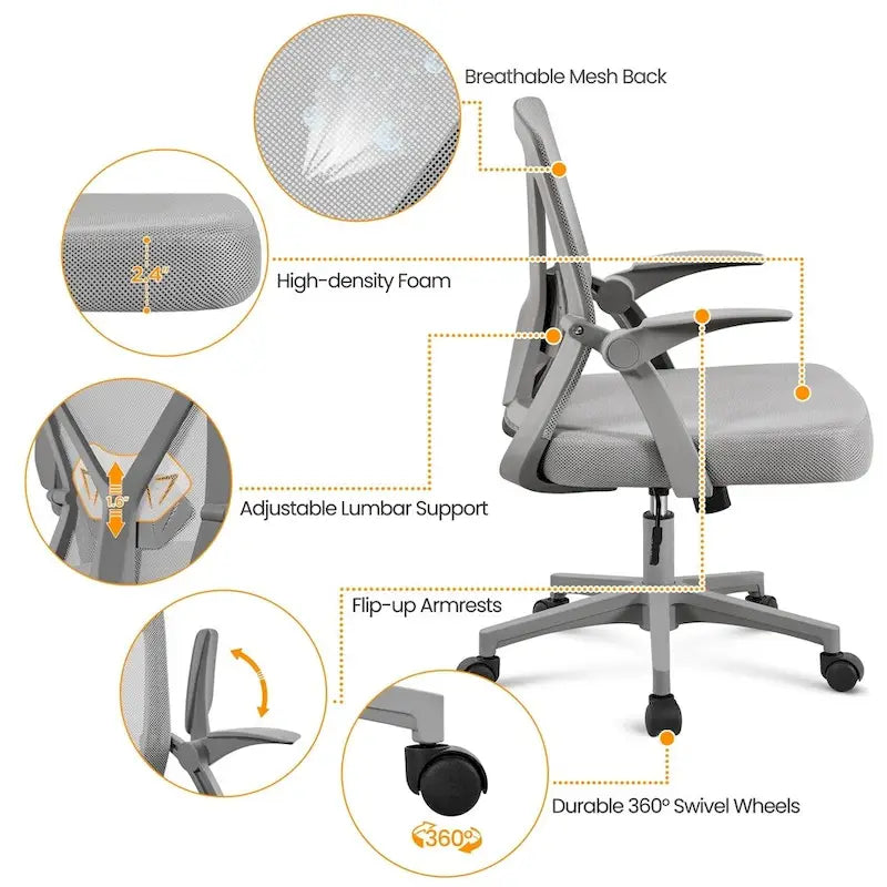 Chaise de bureau Yaheetech en maille avec accoudoirs relevables - Non disponible