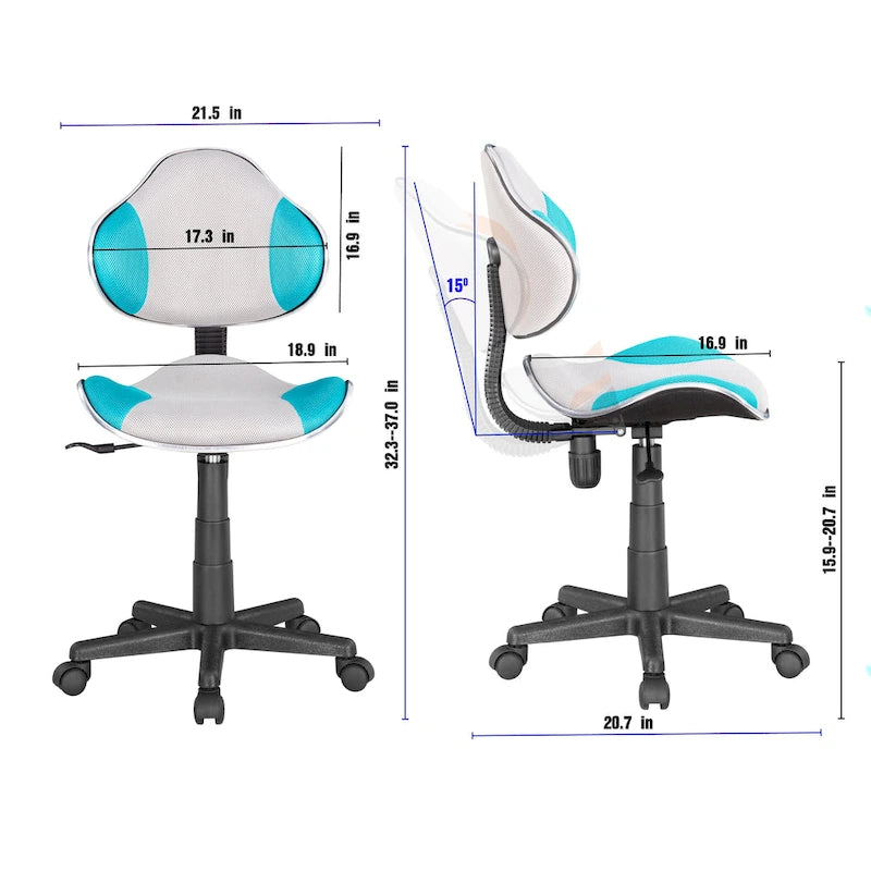 Chaise de bureau ergonomique en maille JJS avec soutien lombaire réglable