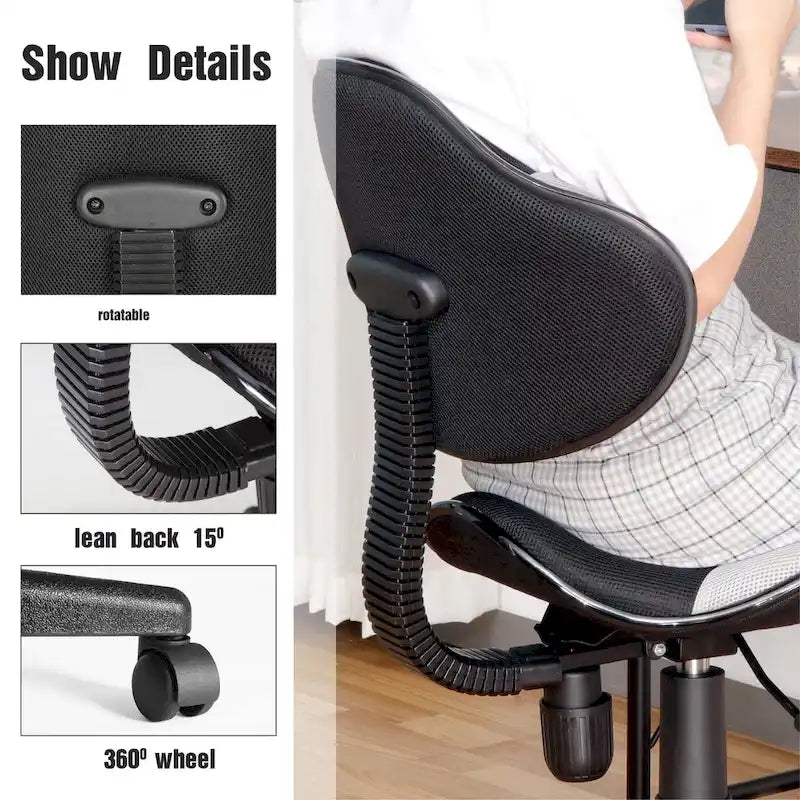 Chaise de bureau ergonomique en maille JJS avec soutien lombaire réglable