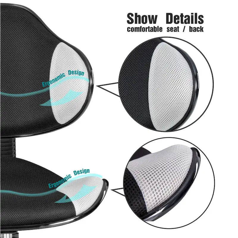 Chaise de bureau ergonomique en maille JJS avec soutien lombaire réglable