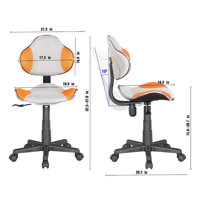 Chaise de bureau ergonomique en maille JJS avec soutien lombaire réglable