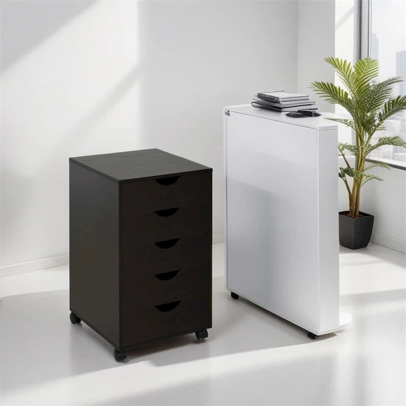 5 Drawer File Cabinet Storage Organizer Filing Cabinet with Wheels