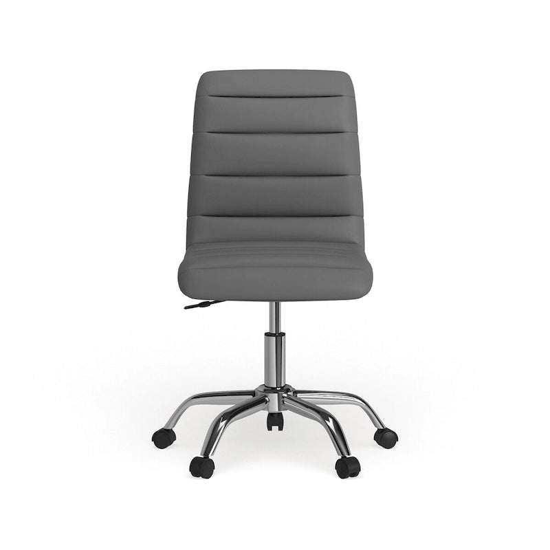 Chaise de bureau en vinyle Ripple sans accoudoirs, dossier mi-haut